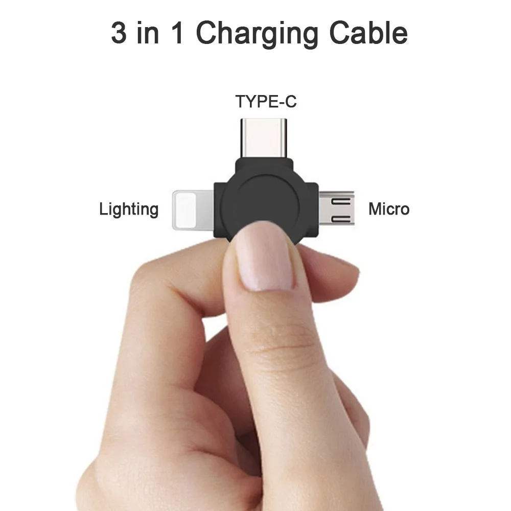 3 In 1 Lighting Micro USB Type C Charger Wire 8 Pin for IPhone X 7 Plus XS Xiaomi Samsung Portable Data Charging Cable 1M Line | Мобильные