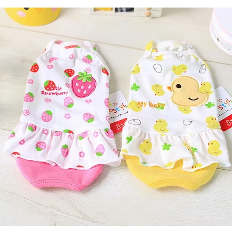 2016 новая весенняя и летняя одежда для собак милый мультяшный хлопковый розовый