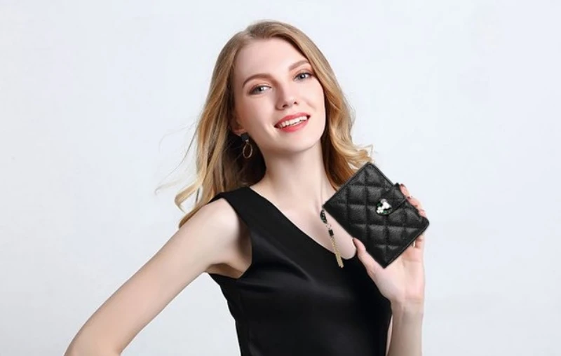 Горячая Распродажа, Женский кошелек с кисточками, натуральная кожа, модный алмазный клатч с решеткой, женская маленькая сумочка для денег, удобный кошелек, розовый, черный