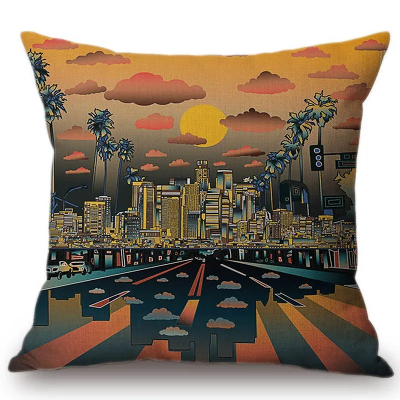 2018 US City Sketch Art Chicago Los Angeles украшение для дома чехол дивана наволочка из хлопка и