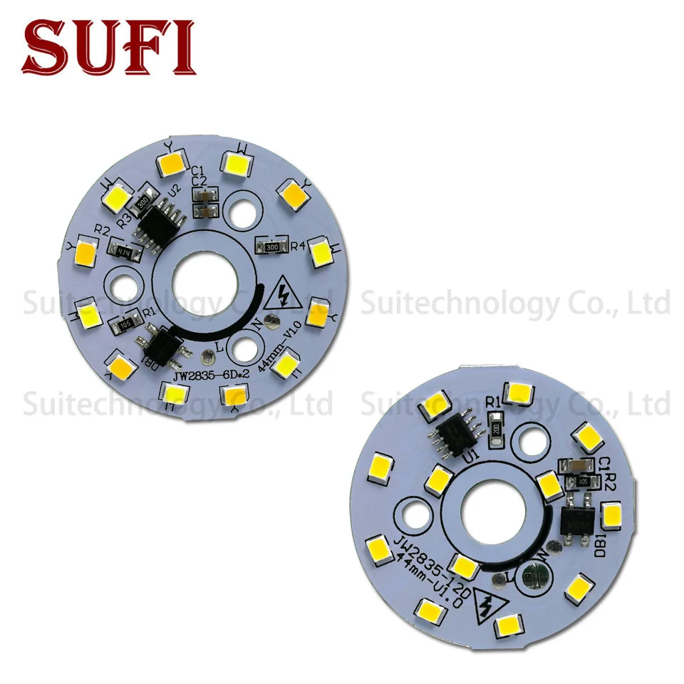 5 Вт AC220V теплый белый чистый два цвета в одном PCB 2835 SMD интегрированный IC драйвер