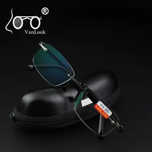 Мужские антибликовые очки для чтения без оправы с футляром + 1,00 + 1,50 + 2,00 + 2,50 + 3,00 + 3,50 TR90