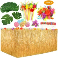 149pcs hawaiian table skirt decoration set honeycomb pineapple umbrella fruit straw combination hula festival party decoration