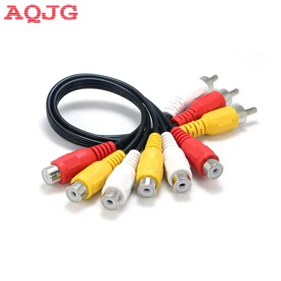 3 RCA штекер на 6 гнездовой разъем сплиттер Аудио ТВ DVD видео кабель адаптера av |