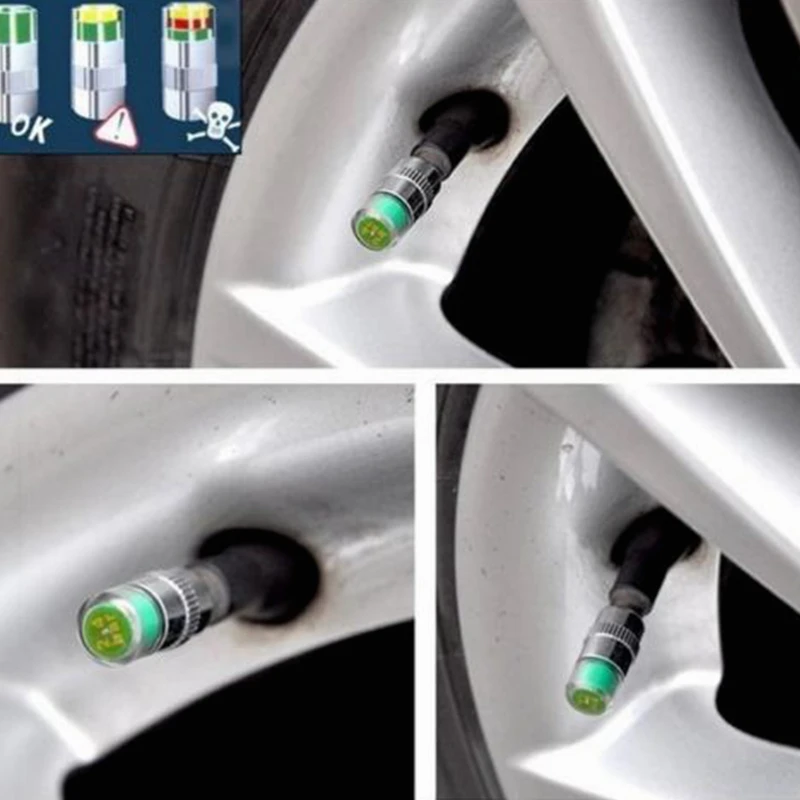 Cars Tire Air Pressure Monitor Alert 4Pcs/set Indicator Valve Cap Gauge Car Accessories Tyre Caps Useful | Автомобили и мотоциклы