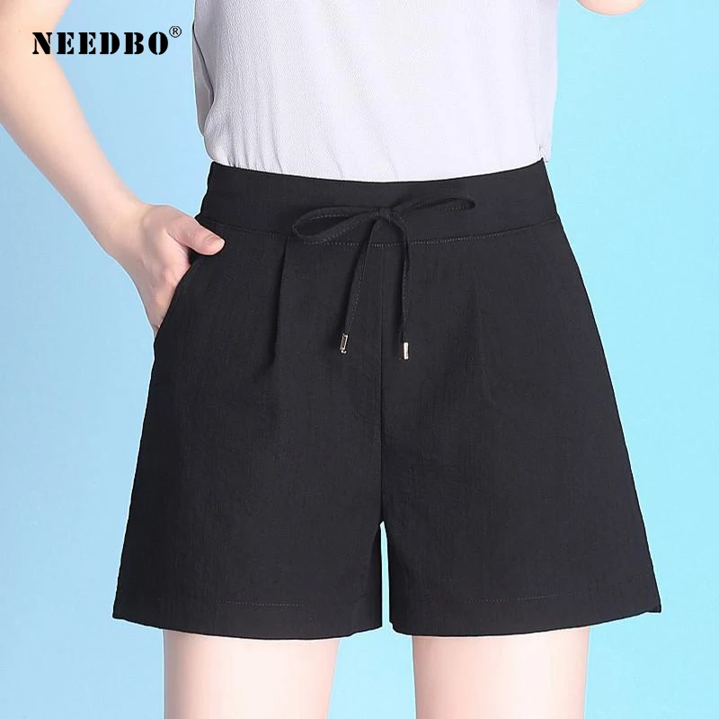 NEEDBO Shorts Women Sexy Office Ladies Summer Shorts For Women Wide Leg Loose Elastic Women Shorts High Waist Casual Plus Size