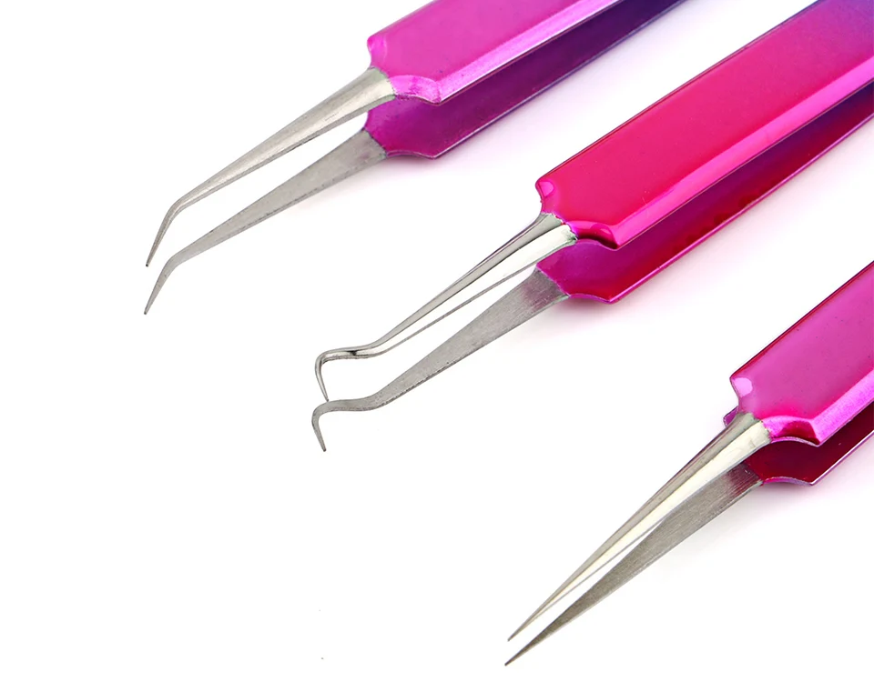 DIYFIX Acne Needle Tweezers Stainless Steel Blackhead Acne Remover Face Care Tool Extention False Eye Lash Eyelashes Hand Tools