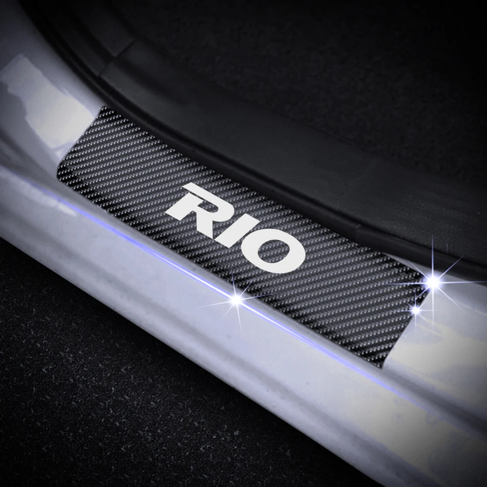Для Kia RIO K2 автомобильный Стайлинг 4 шт. наклейка из углеродного волокна Накладка на порог двери автомобиля порога Накладка авто аксессуары