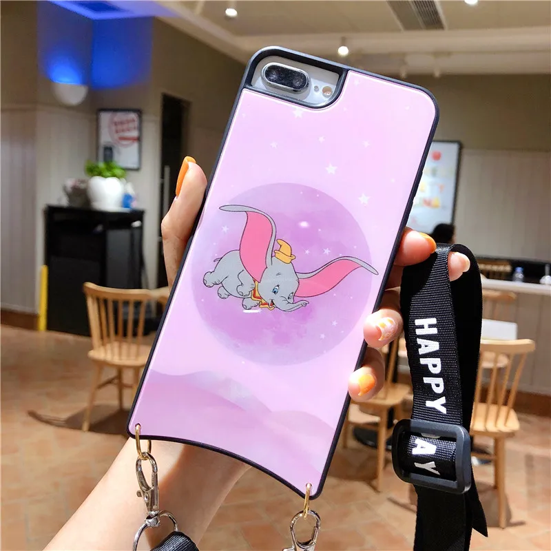 Модный чехол для телефона из закаленного стекла веревка на шею s iPhone 6 6S plus 7 8 Plus X XR