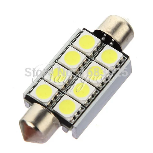 Лучшая цена 42 мм 8 SMD 5050 LED чистый белый купол Festoon CANBUS безошибочная внутренняя