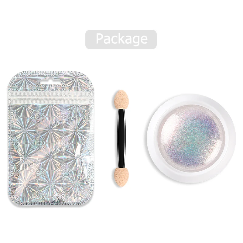 Зеркальный блеск для ногтей хромированный пигмент Лазерная голографическая