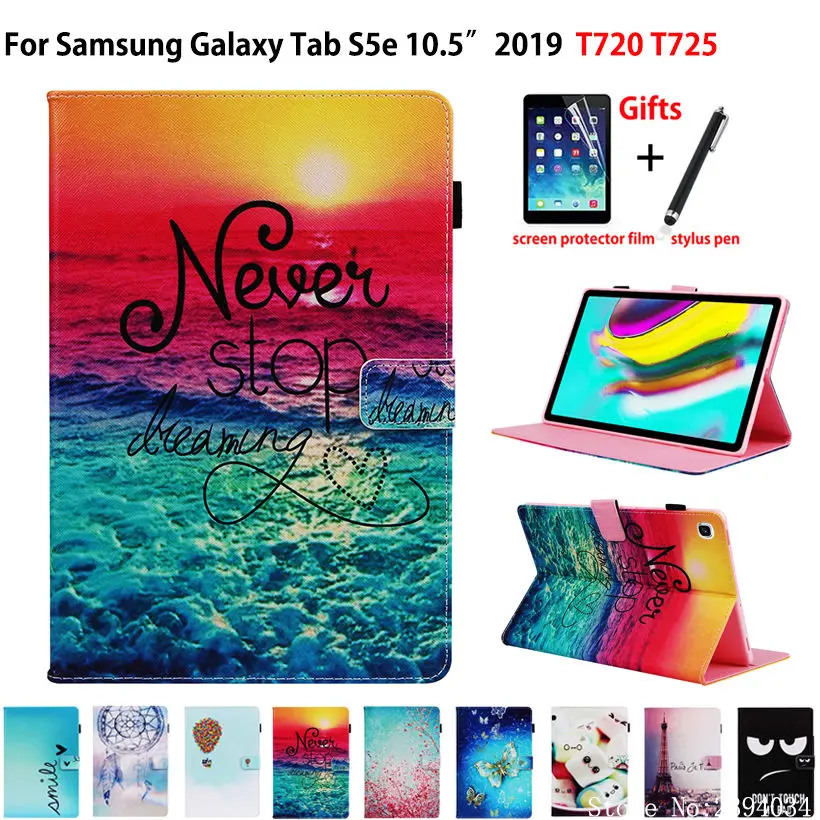 Модный окрашенный смарт чехол для Samsung galaxy tab S5e 10 5 2019 SM T720 T725 подставка планшета +