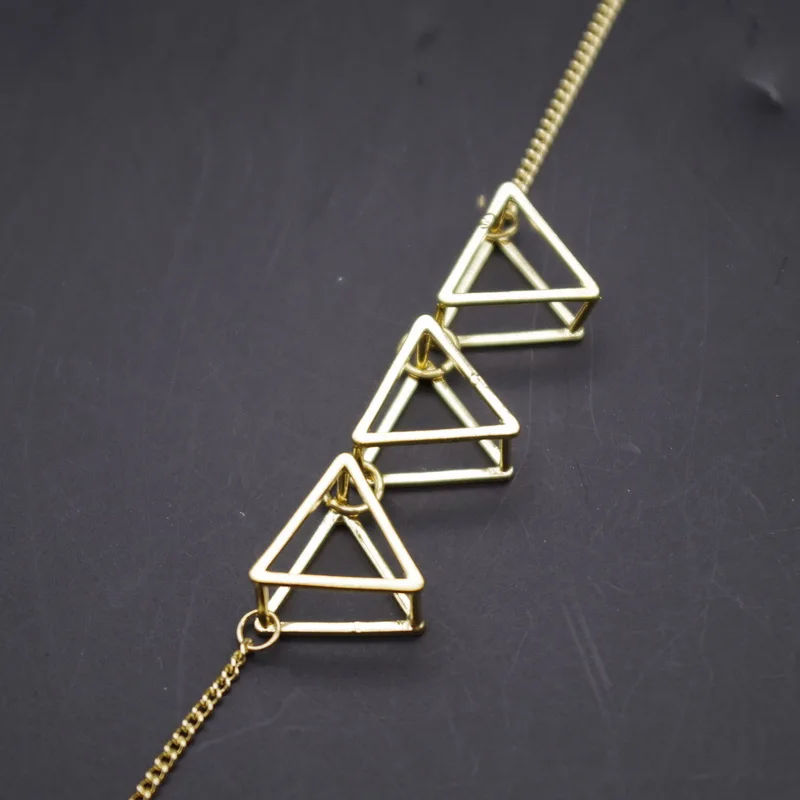 Ожерелье ювелирное модное крутое золото/серебро/черный медный Треугольник