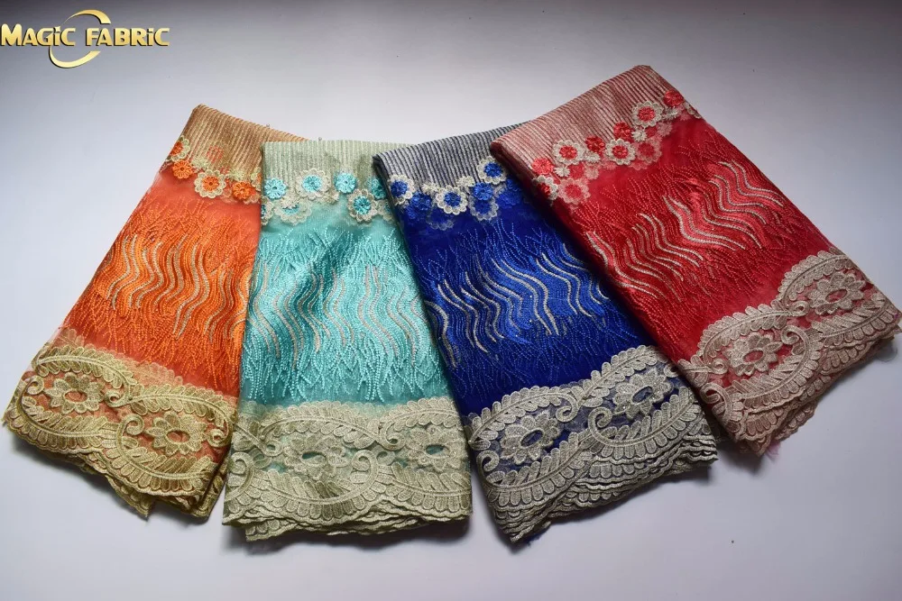 

High Quality Nigerian Lace Fabric 2017 With beads African French Net Lace Fabric Embroidered Tulle Mesh Lace Fabric CHY002