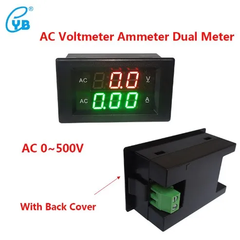 YB4835VA AC0-500V/500A Цифровой переменный ток напряжение Двойной метр регулятор напряжения выделенная черная крышка вольтметр переменного тока Амперметр