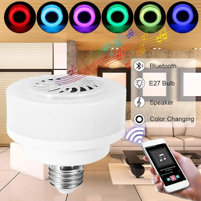 Светодиодная музыкальная лампа E27 LED беспроводной свет лампы bluetooth динамик RGB