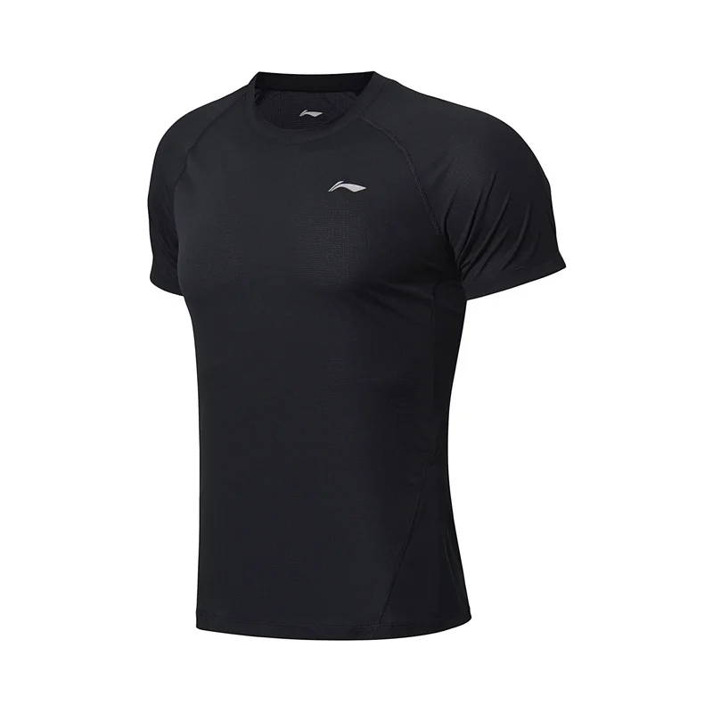 Li-Ning мужские футболки для бега на сухой Смарт 100% полиэстер облегающая футболка с