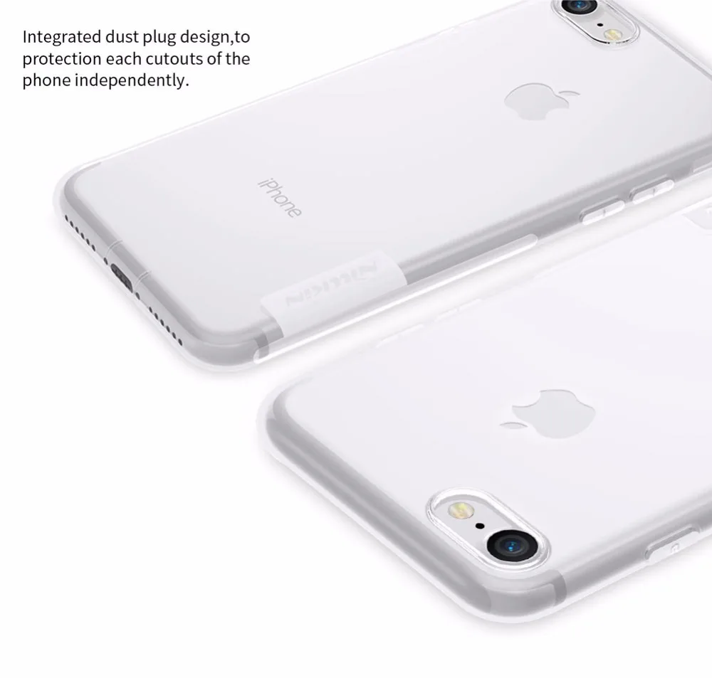 NILLKIN For iPhone 7 8 Plus Case Soft TPU Silicone Transparent Clear Apple iPhone7 iPhone8 Back Cover + Dust Plug |