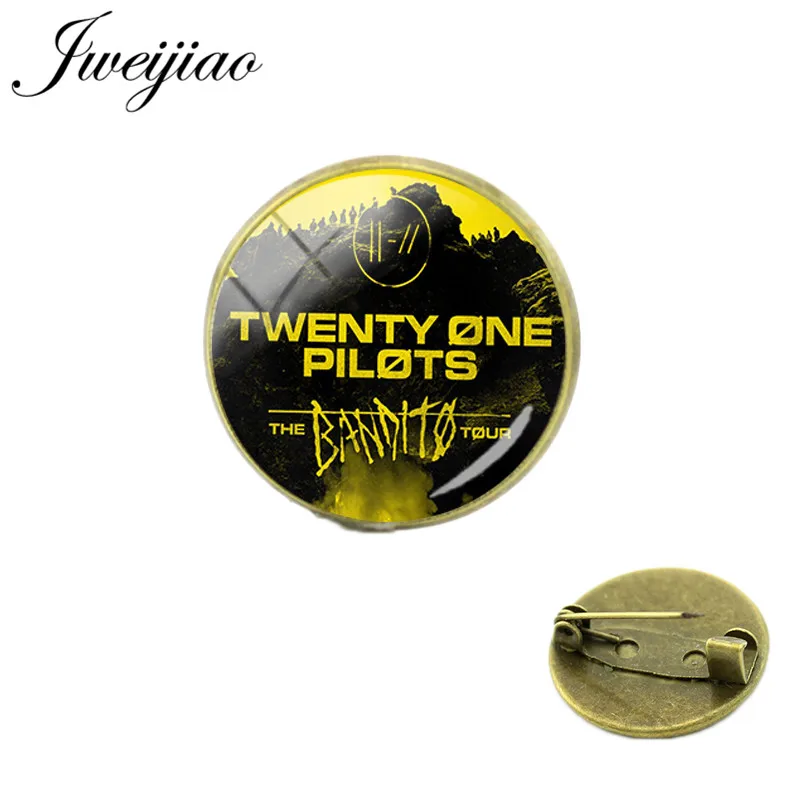 JWEIJIAO, новинка, 20 мм, Twenty One Pilots, броши, стекло, кабошон, купол, античная бронза, металл, значок, одежда, сумка, булавка TO21