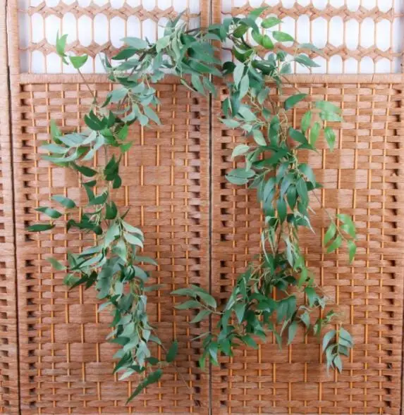 Green Искусственная ива лоза искусственное растение для украшения свадьбы plantas искусственные листья гирлянда ротанга lierre искусственное - Цвет: Green