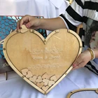 Книга деревянная с выгравированным сердцем, индивидуальная книга для гостей в деревенском стиле, с подвеской в виде сердца, с коробкой для подписей