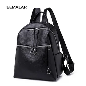 Повседневный женский рюкзак, однотонный простой рюкзак из искусственной кожи с декоративным ремнем, черный, зеленый, классический, вместительный