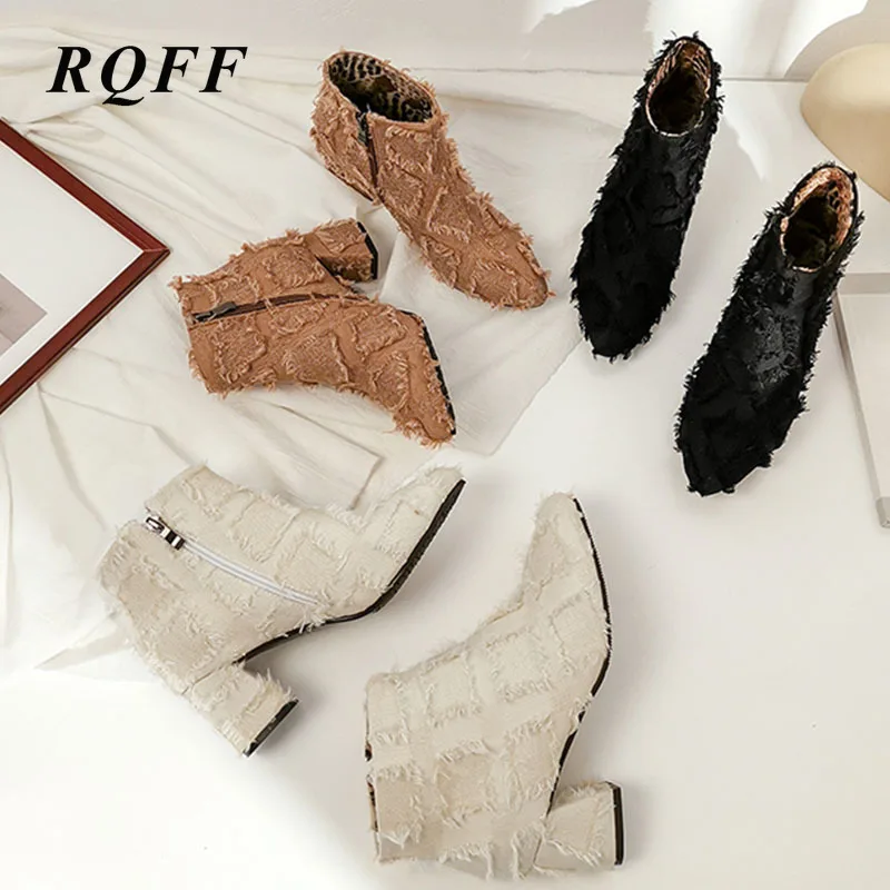 Обувь 2019 г. Новые женские ботильоны осень-зима модные ботинки на среднем