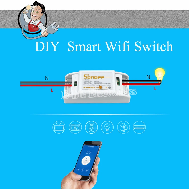 Sonoff Интеллектуальный WiFi беспроводной умный DIY таймер включения/выключения 433 МГц RF для MQTT COAP Android IOS Ewelink приложение домашняя Автоматизация