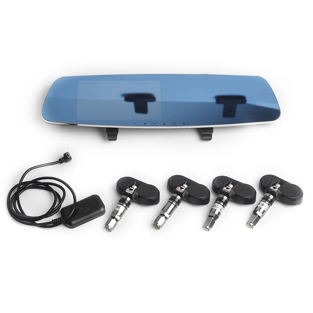 DLCLH DVR зеркало заднего вида HD 1080P TPMS с внешним датчиком диагностический инструмент для автомобиля детектор давления в шинах