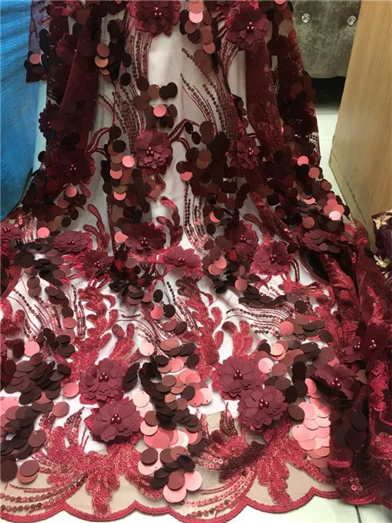 African lace fabrics french High Quality bridal 3D Flower Sequins beaded nigerian tulle fabric For Wedding Dress gold | Дом и сад