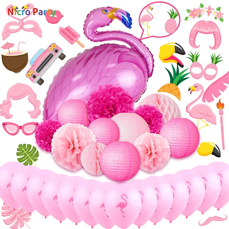 Nicro 47 шт./компл. розовое милое украшение в виде фламинго на день рождения | Украшения своими руками для вечеринки -32995438612