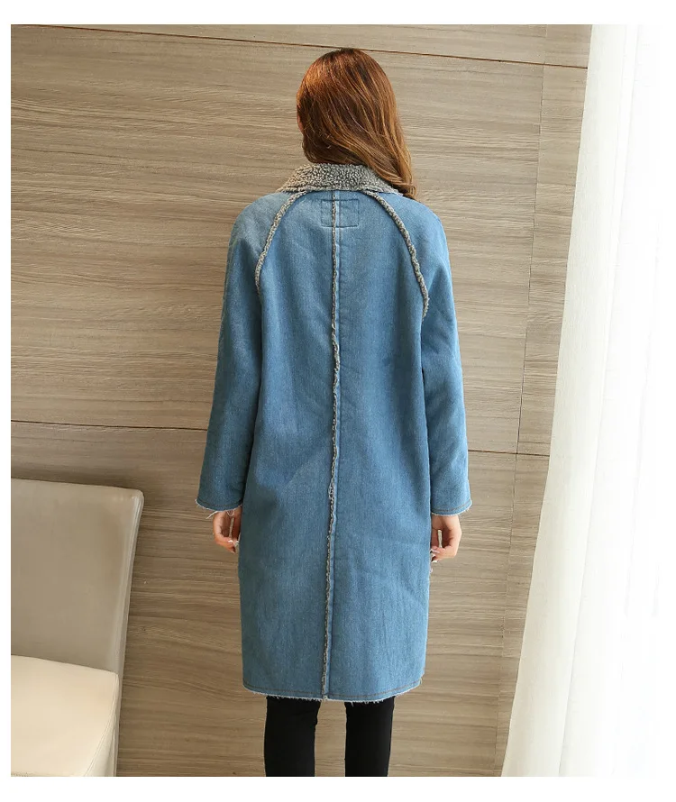 HGFS 2019 зимняя ковбойская парка с капюшоном и меховым воротником теплая джинсовая