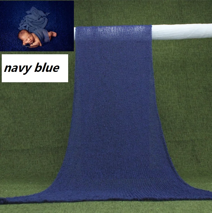 navy blue Новорожденный реквизит для фотосессии одеяло хлопковое обертывание растягивающееся детское одеяло пеленание новорожденный фотосессия - Цвет: navy blue