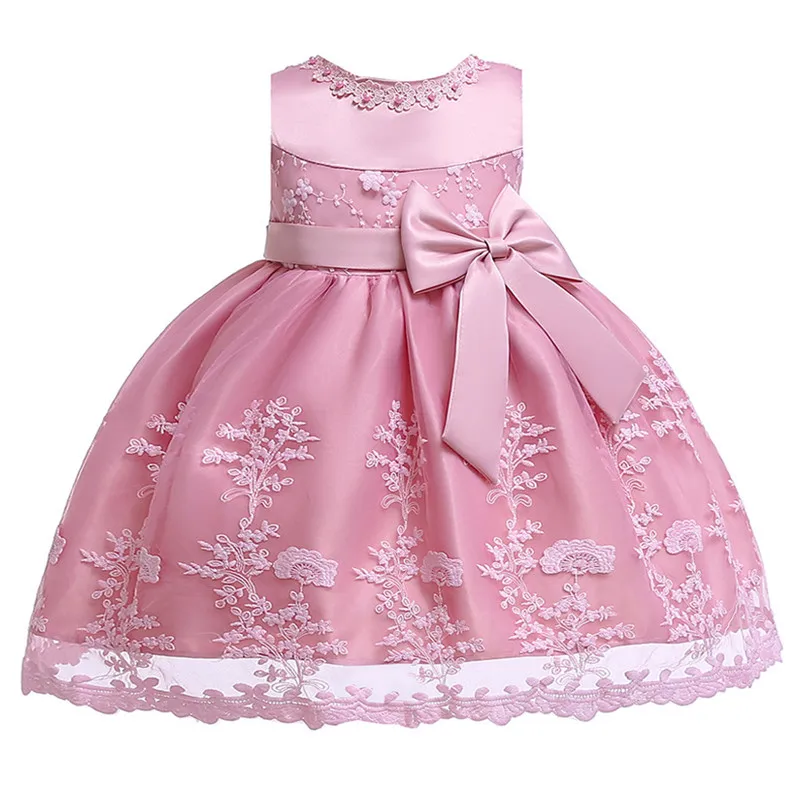 dark pink Коллекция года, Новое кружевное платье для маленьких девочек на рождественскую вечеринку, милые платья с бантом для маленьких девочек, платье принцессы для дня рождения, 1 год - Цвет: dark pink