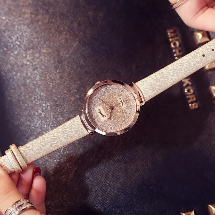 Модные пески Звездный Бизнес простой темперамент пояс стол алмаз кварцевые часы