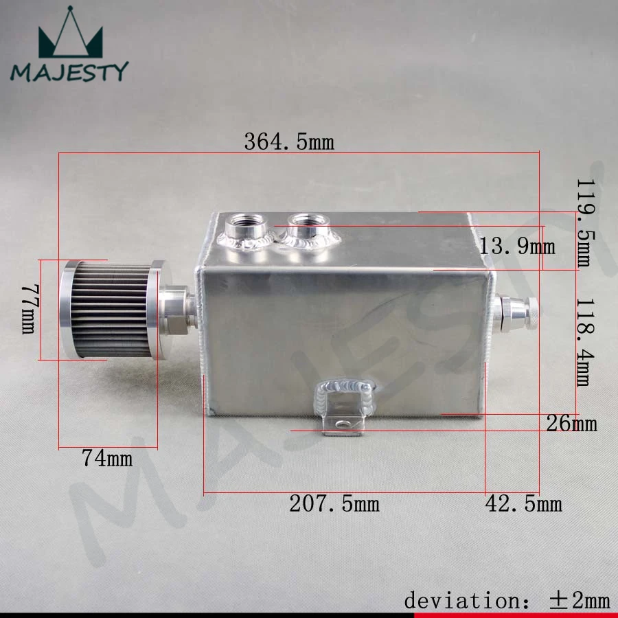 Универсальный 3л алюминиевый маслоуловитель БАК с дыхательным и дренажным