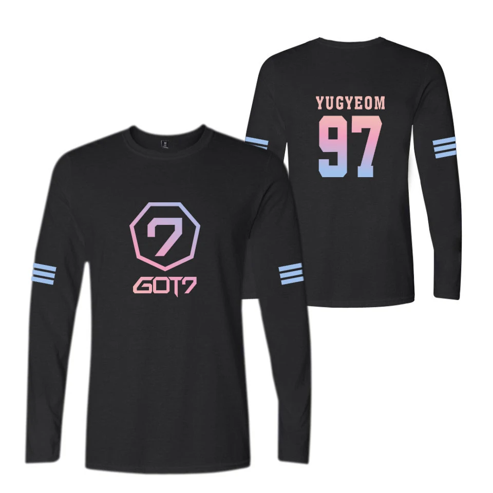 Frdun Tommy Got7 YUGYEOM 97 футболка с длинными рукавами О образным вырезом Kpop Повседневное