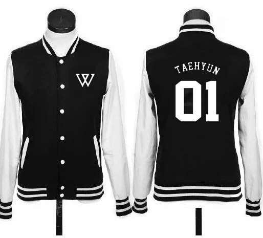 2018 New kpop WINNER exo same paragraph Korean baseball uniform fleece jacket coat lovers k-pop Hoodies k pop Sweatshirts men | Женская