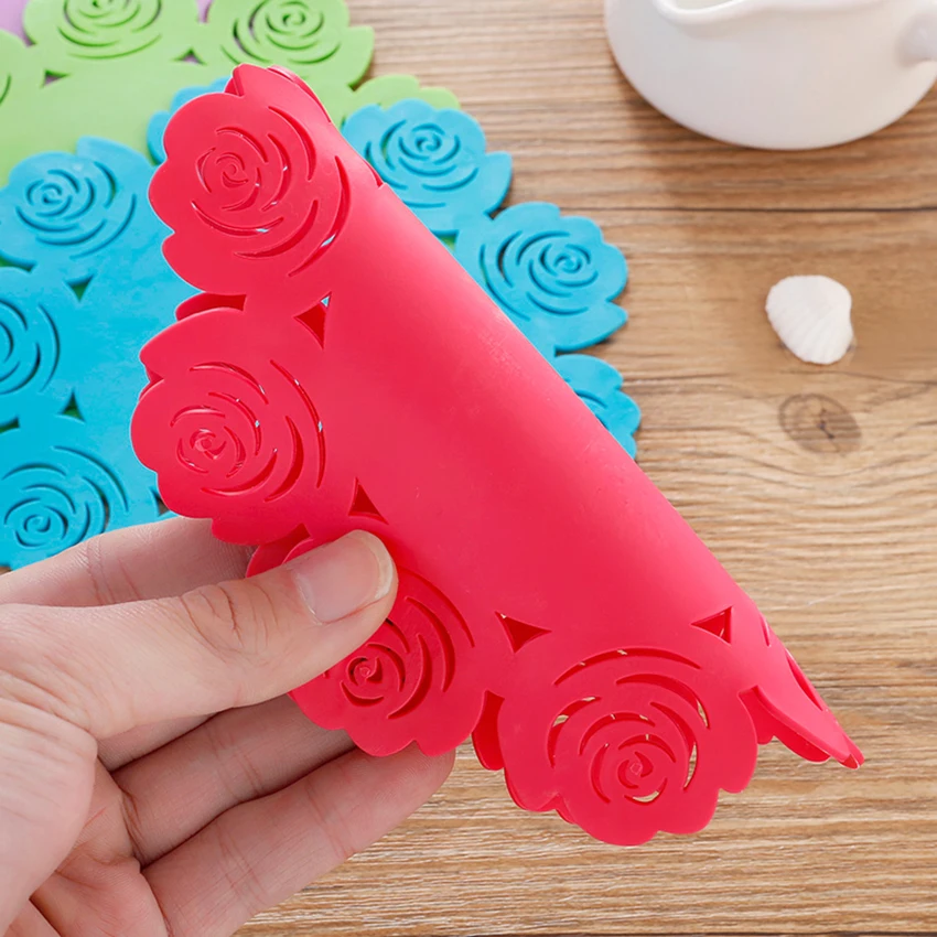 1PC Lace Flower Hollow Doilies Silicone Coaster Coffee Table Cup Mats Pad Placemat Kitchen Accessories Cooking Tools | Дом и сад