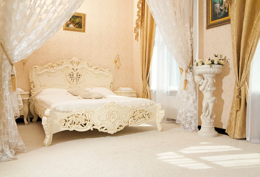 Laeacco Boudoir интерьер окна шторы кровать цветы фотографии фоны индивидуальные