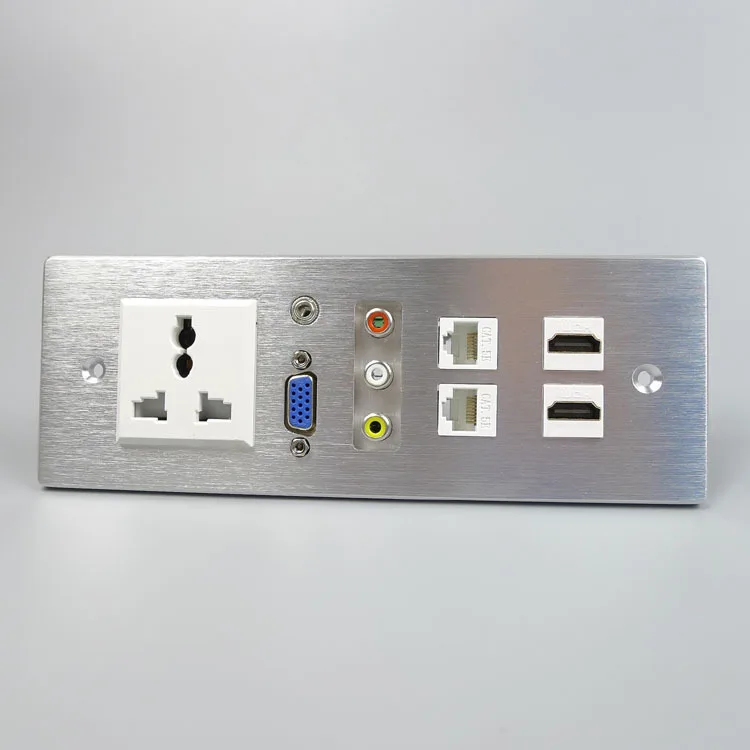 Алюминиевая настенная пластина с 2 X HDMI RJ45 VGA 3 5 мм аудио 3RCA порты питания