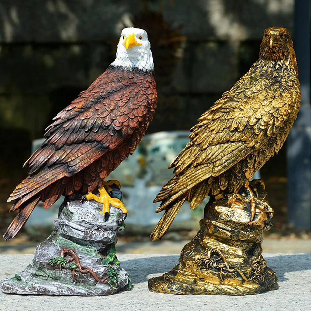 

Outdoor Garden Ornament Simulation Resin Decorative Eagle Animal Model bird Figurine Sculpture Statue for Yard Pathway 29cm Tall