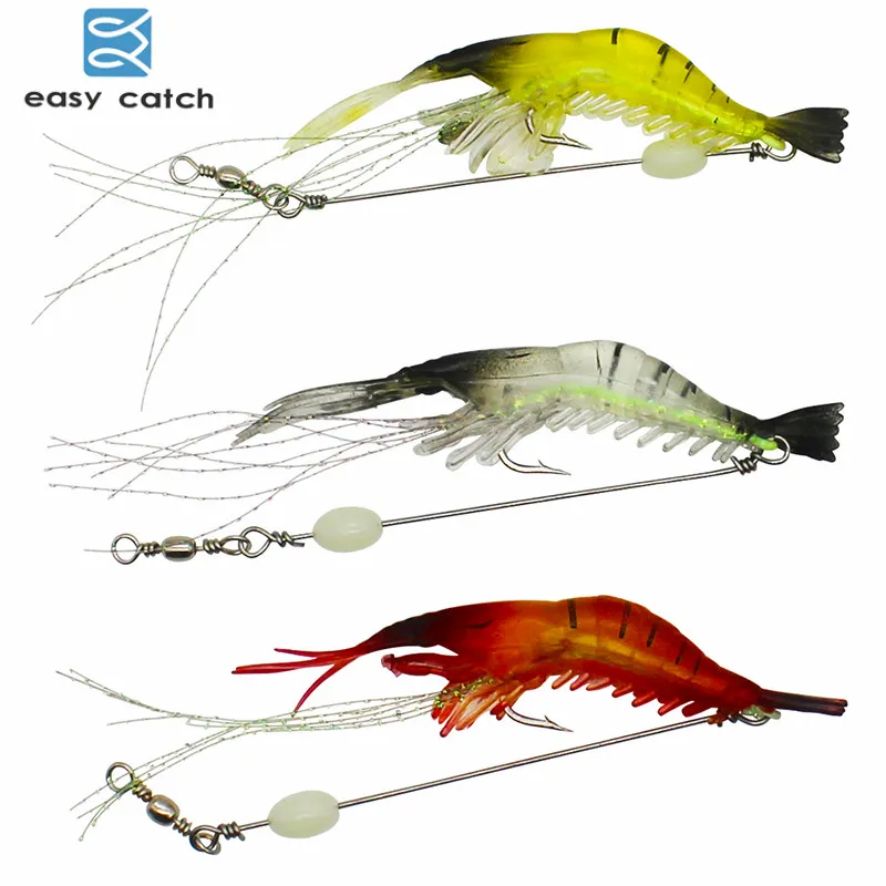 Easy Catch 3 шт. мягкие светящиеся рыболовные приманки в виде креветок прозрачные