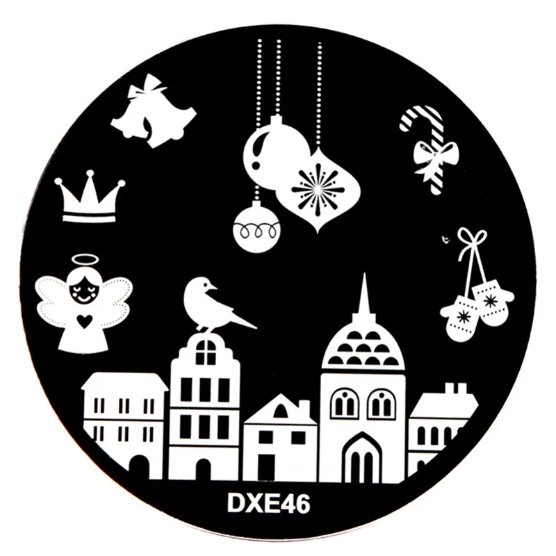 16-DXE46 ELECOOL DIY Рождественская серия круглые пластины для штамповки ногтей из нержавеющей стали Шаблон для штамповки Леди Женщины Девушка штамповки - Цвет: 16-DXE46