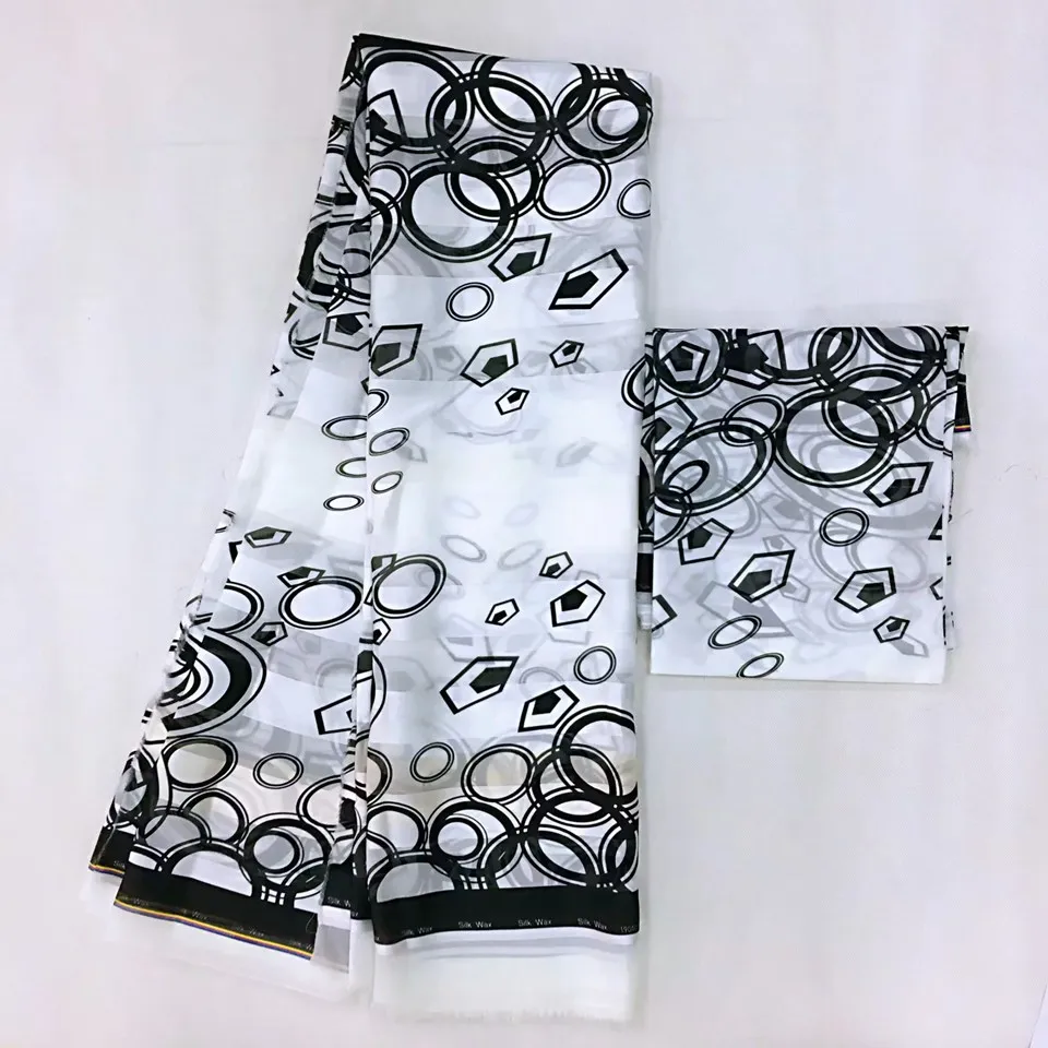 Африканская атласная шелковая африканская ткань с принтом Анкары и шифон 6 ярдов