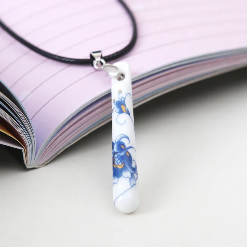 2014 Hot Butterfly Love Flowers Blue And White Porcelain Personalized Knitted Chain Sweater Adjustable Ceramic Necklace N2064 | Украшения и