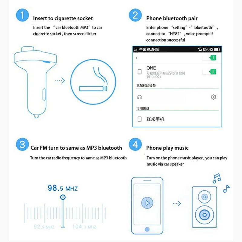 VicTsing Bluetooth MP3 плеер FM передатчик громкой связи беспроводной радио адаптер USB Автомобильное зарядное устройство 2.1A MP3 плеер SD воспроизведение музыки
