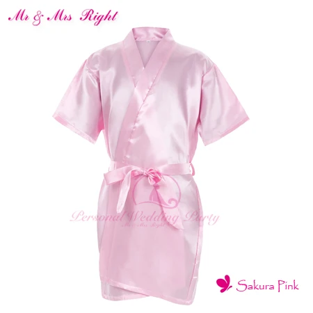 solid Mr& Mrs право ребенка Solid Robe для Свадебная вечеринка маленькой подружки невесты халат атласные шелковые пижамы кимоно Стиль халат для дети - Цвет: solid