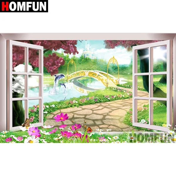 9 HOMFUN полный квадрат/круглый 5D DIY Алмазная вышивка "оконный пейзаж" алмазная живопись вышивка крестиком 5D Декор подарок A07442 - Цвет: 9