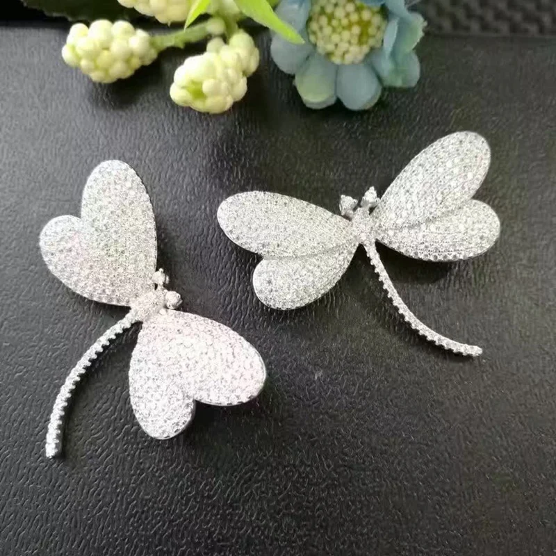 YP344 роскошная брошь в виде стрекозы из стерлингового серебра 925 пробы с фианитами